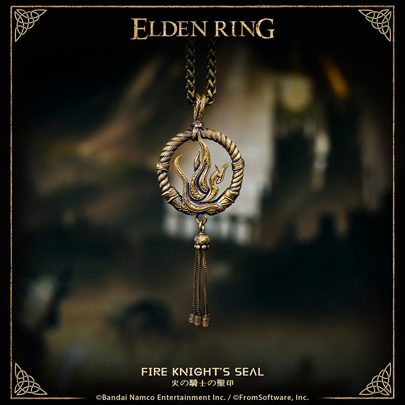Starforged ELDEN RING Sacred Seal Fire Knight's Seal Game Merchandise Officially Authorized Sacred seal of the Fire Knights, who answer directly to Messmer the Impaler.   Enhances fire incantations of Messmer.  The emblem of Messmer's army depicts a golden ring and the fire of his sacred seal